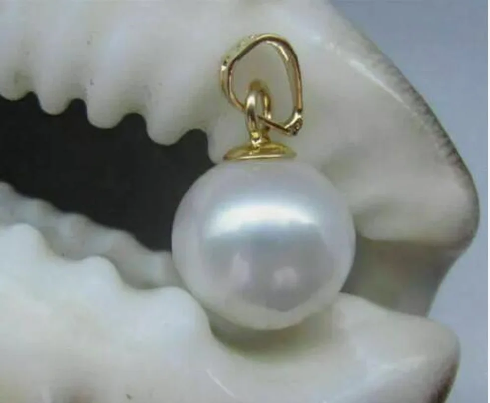 Fashion Jewelry  AAAAA 10-11mm Natural AKOYA White Pearl Pendant 14k Gold