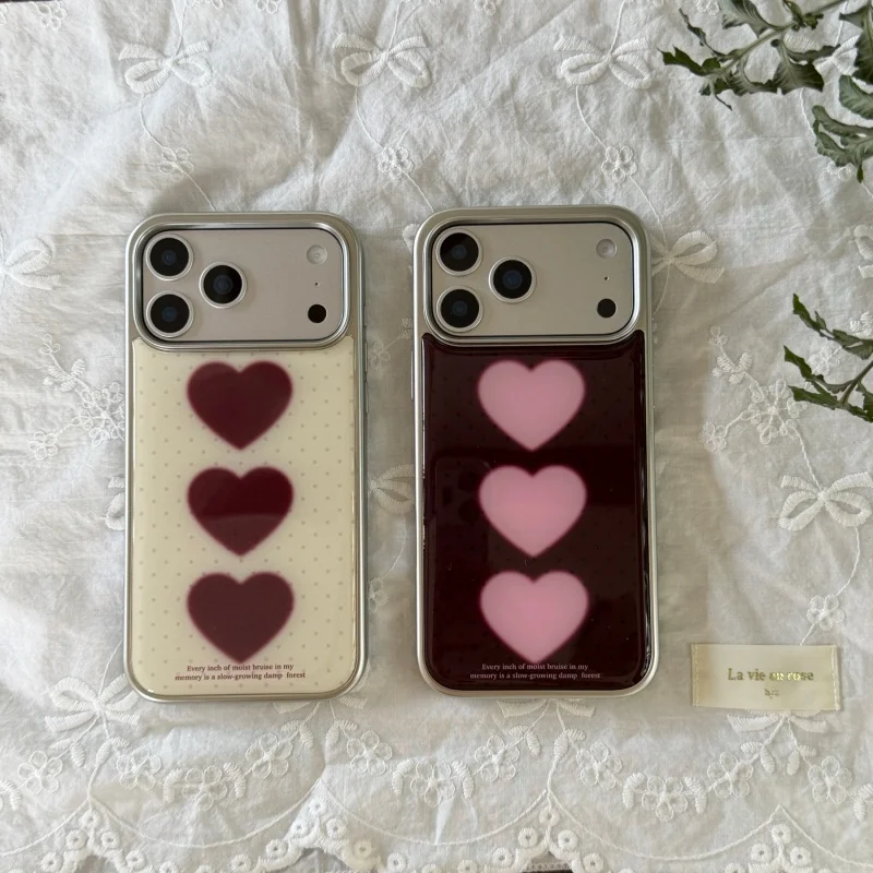Anti-fall Red-Pink Heart Pattern Epoxy Phone Case For iPhone Case with Snowman Pattern 17, 16, 15, 14, 13, Pro, Promax