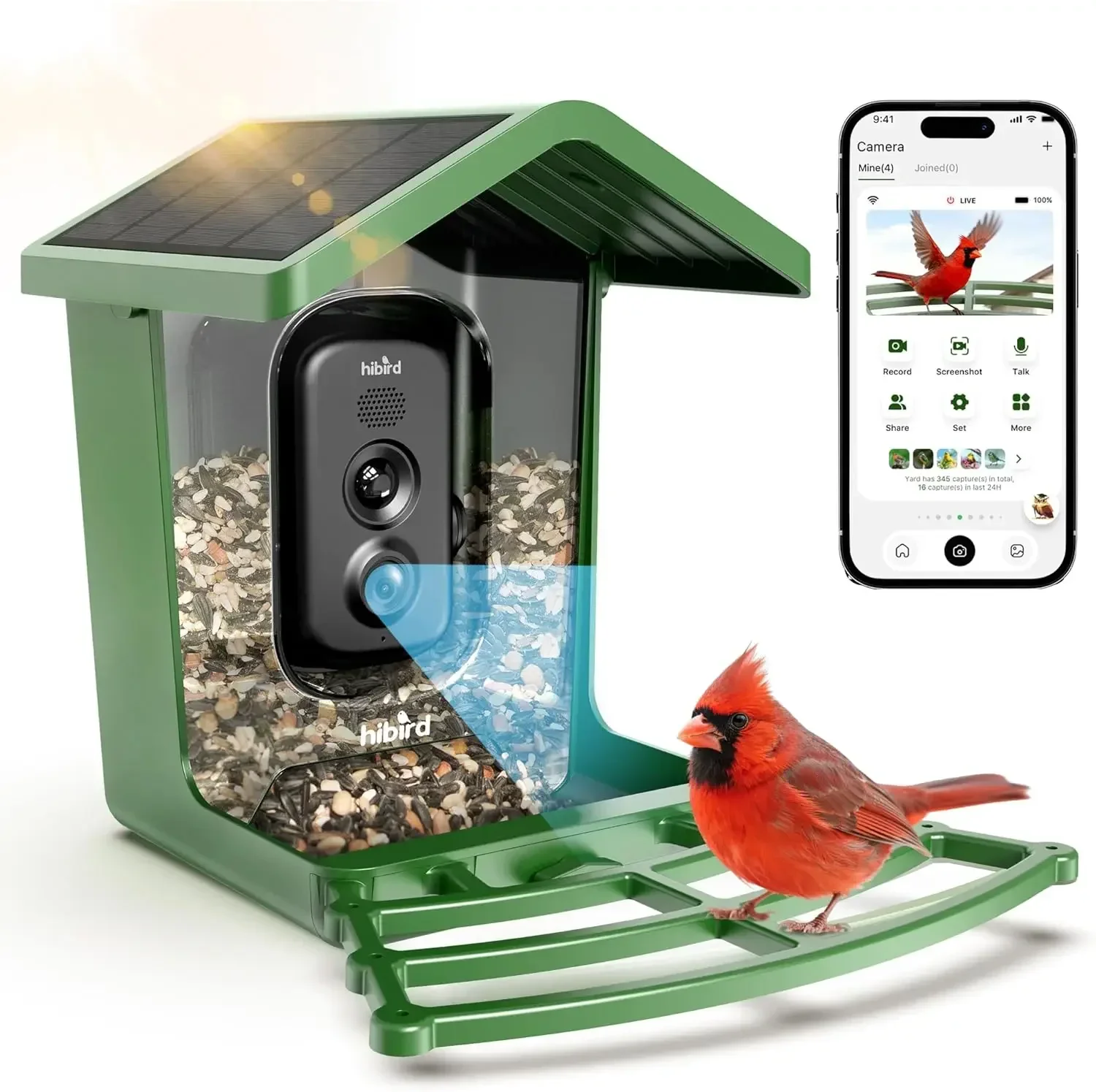 Solar Powered Smart Bird Feeder with Camera 4K HD Dual Band WiFi Auto Capture Bird Video Real time Notifications Live Streaming