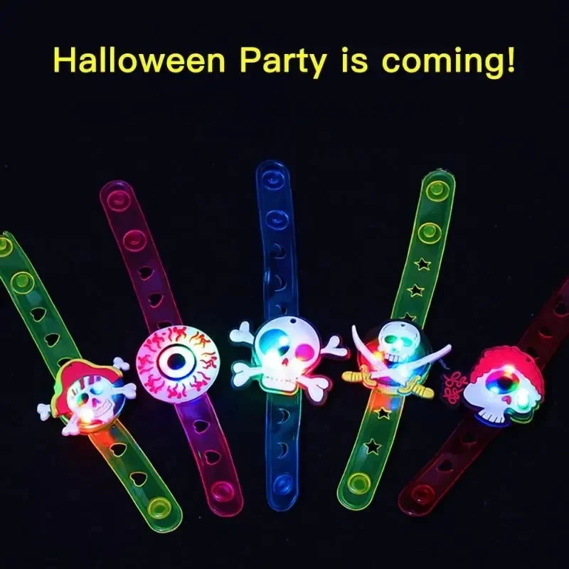 12-24PCS Halloween LED Finger Ring Pumpkin Glow Wrist Band Christmas Watch Necklace Light Up Toy Party Favors Kids - view 2