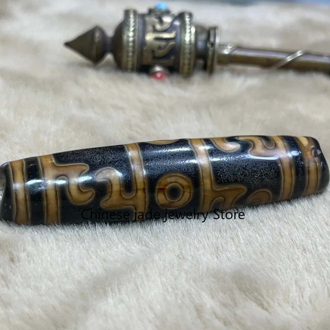 Tibetan Nepalese Himalayan Ancient agate Old Dzi Talisman 3 eye Bead Amulet 2