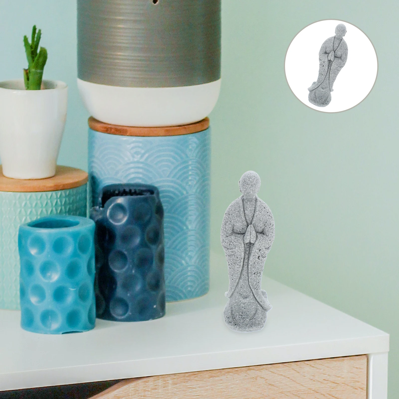 

Buddha Micro Landscape Buddah Home Decoration Asian Style Desk Ornament Bonsai Figurines Grey