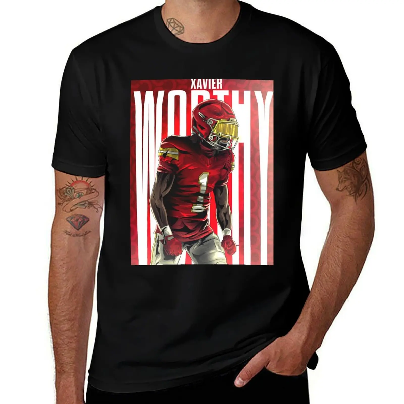 

Chiefs Wide Reciever Xavier Worthy T-Shirt heavyweights Aesthetic clothing shirts graphic tees sweat shirts, men