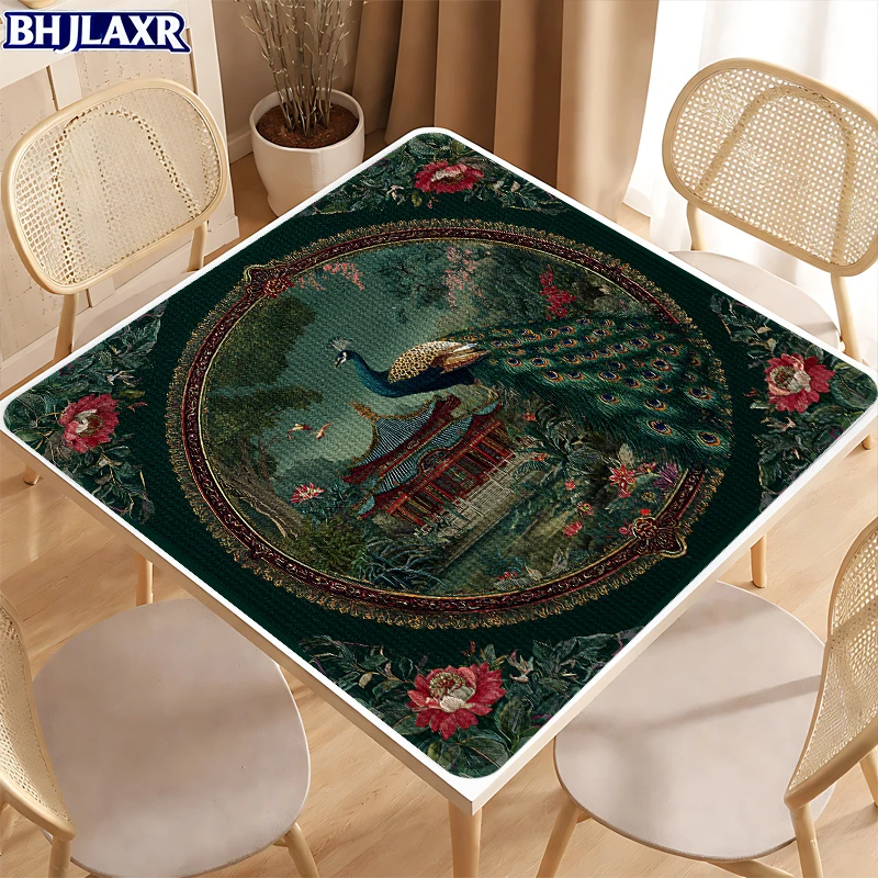 tapete-de-mahjong-vikama-vintage-em-veludo-cristal-com-estampa-de-pavao-antiderrapante-macio-dobravel-para-mahjong-americano-poker-domino-e-decoracao-de-casa