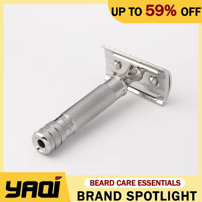 Yaqi Diagonal Slant Stainless Steel Safety Razor For Mens Precise Shaving 13mm Diameter And 77mm Handle Length Comfortable Grip