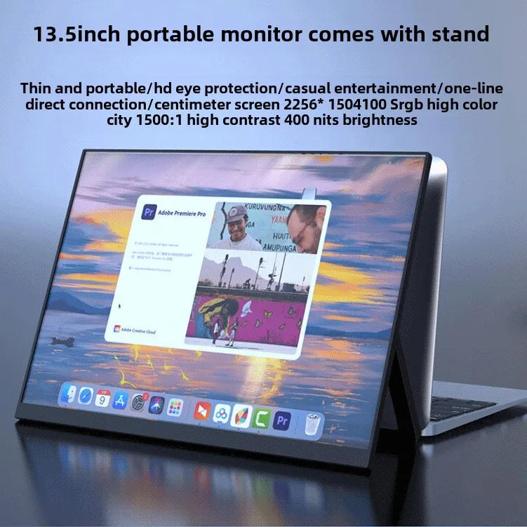 

13.5 inch portable 2.2K 60Hz monitor supports Table computer secondary screen expansion For Phone switch/PS4/5/XBOX/ mirroring