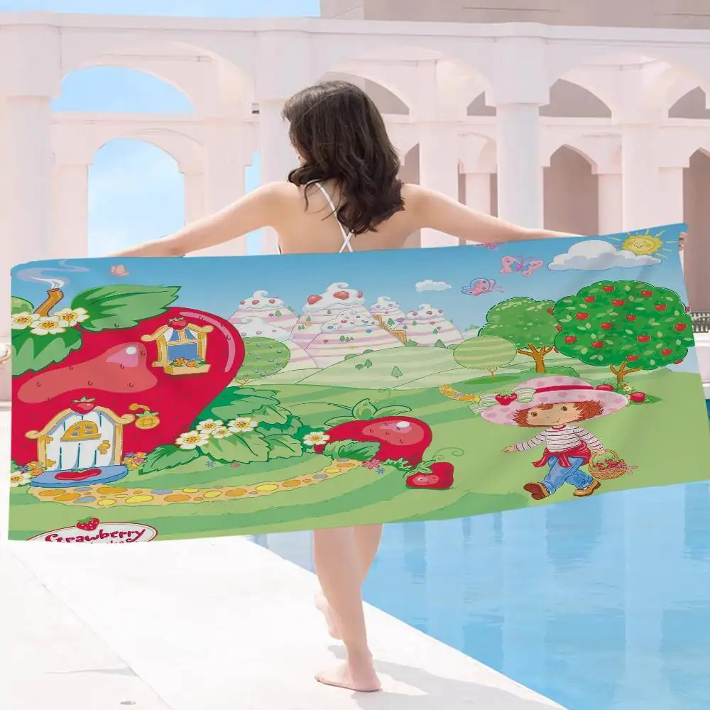 S-strawberry-shortcakeS Microfiber Beach Towel Absorbent Quick Dry Soft Yoga Swimming Resort Mountain Climbing Towel