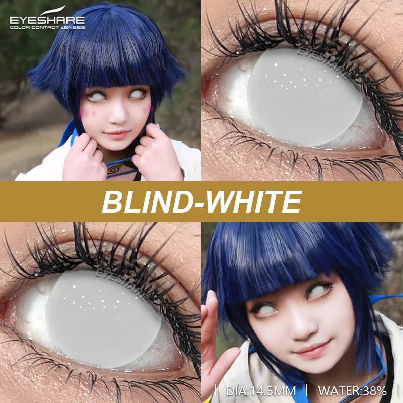 EYESHARE 1Pair Cosplay Contact Lenses for Eyes Colorful Black Anime Lenses for Cosplay Halloween Pupils Lens Yearly White Lenses