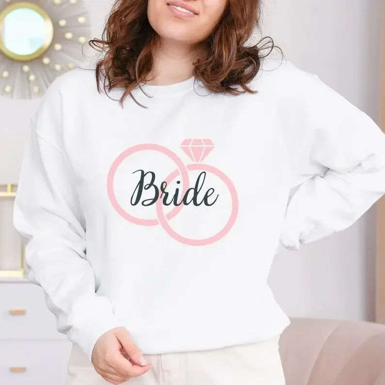 

Bride Shower Sweatshirt, just married sweatshirt, newly engaged, honeymoon sweatshirt 100%cotton Bachelorette bridesmaids top