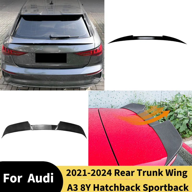 

Для Audi A3 8Y хэтчбек Sportback 2021-2024 задний спойлер крылья задний багажник среднее крыло комплекты кузова диффузор аксессуары тюнинг