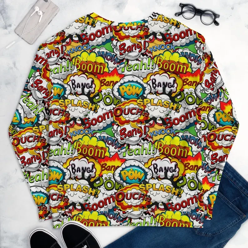 Harajuku Robot Graphic Sweatshirts Letter Print Ugly Christmas Sweater For Women Clothes Casual Daily Long Sleeve Man Pullovers