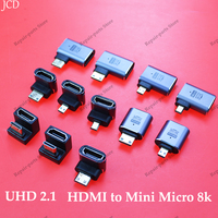 HDMI-Compatible Adapter 90 270 Degree Right Angle Male to Female Converter 8K HD Connector Mini / Micro HDMI-compatible Extender