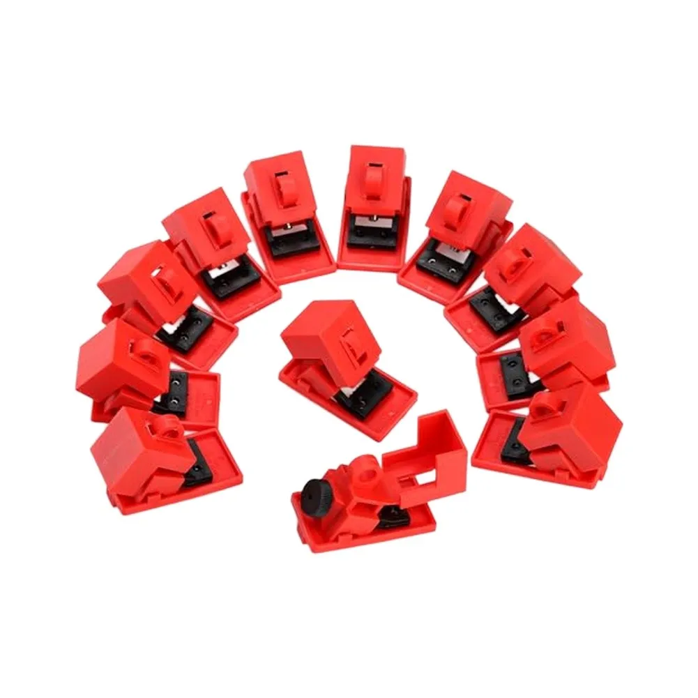 Circuit Breaker Lock Kit 12pcs Clamping Type ABS Red Color Flame Retardant Construction for 120V 240V 277V Applications