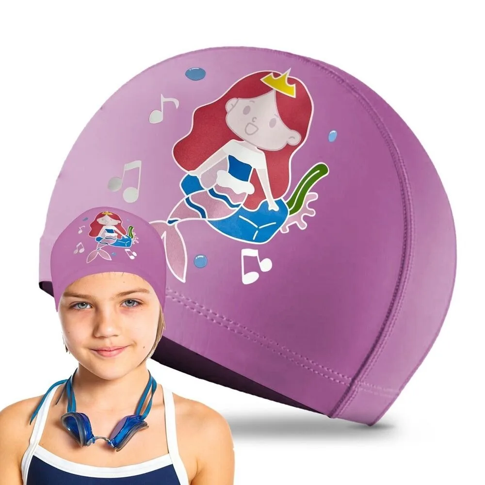 Cuffia da nuoto rivestita in PU Cuffia da nuoto per bambini durevole in silicone impermeabile Dimensioni libere Cappelli da bagno per piscina stampati in cartone animato unisex