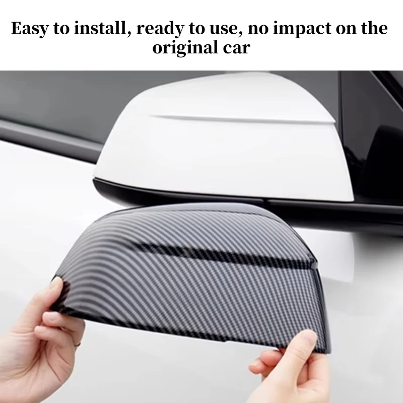 Für Tesla Modell Y Juniper 2025 Seiten Rückspiegel Schutzhülle Carbon Look ABS Spiegel Dekorative Auto Zubehör – Detail 2