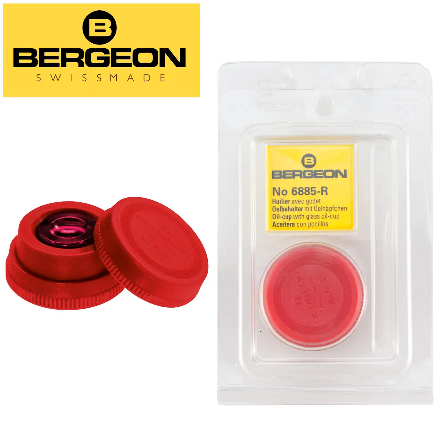 Bergeon 6885 Stackable Plastic Oil Cup with Various Glass Well Swiss Tool Different Color