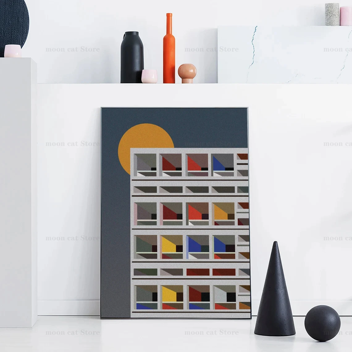 Le Corbusier الحديثة شروق الشمس العمارة باوهاوس الحد الأدنى الفن نمط مجردة ملصق حائط لوح رسم صور ديكور المنزل #3