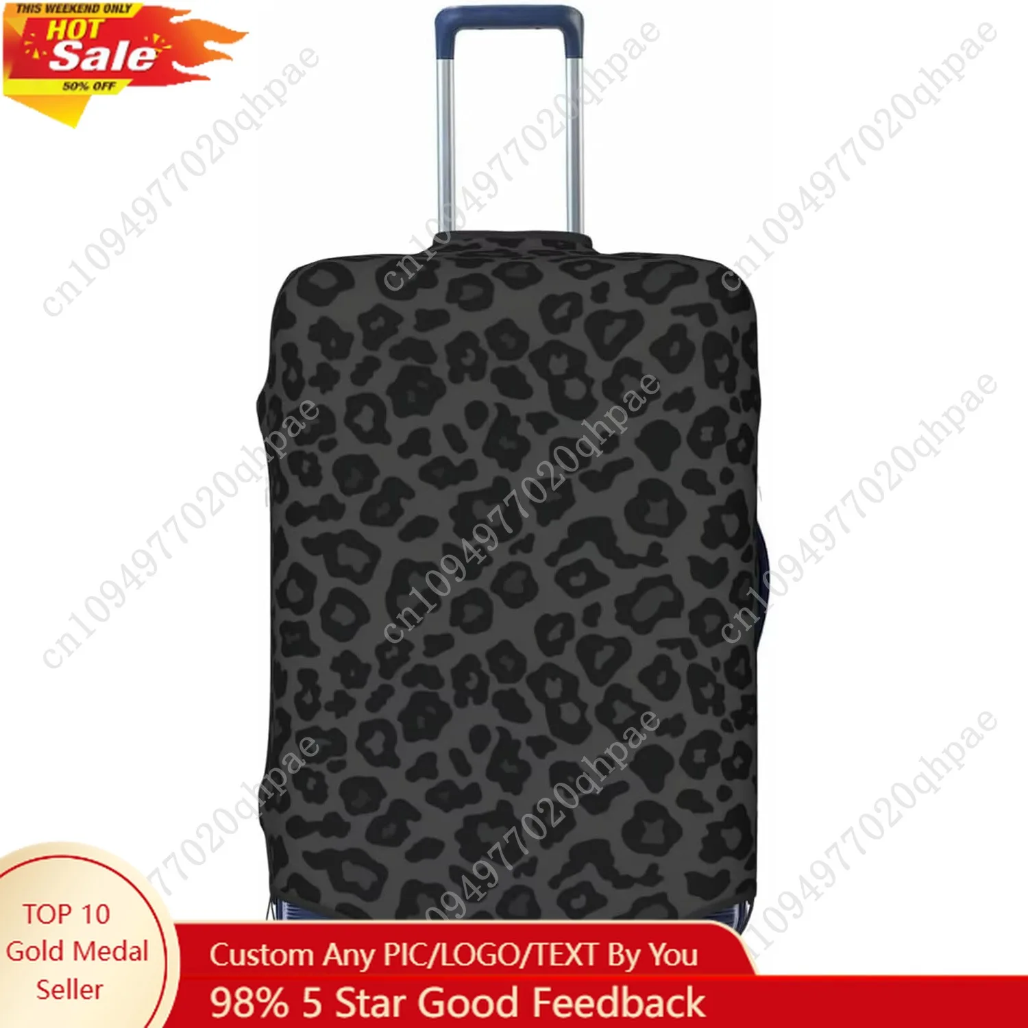 

Black Leopard Print Luggage Cover Sleeves Ultra Lightweight Suitcase Covers Anti Scratch Dirt Covers Cheetah Easy Cleaning Carry