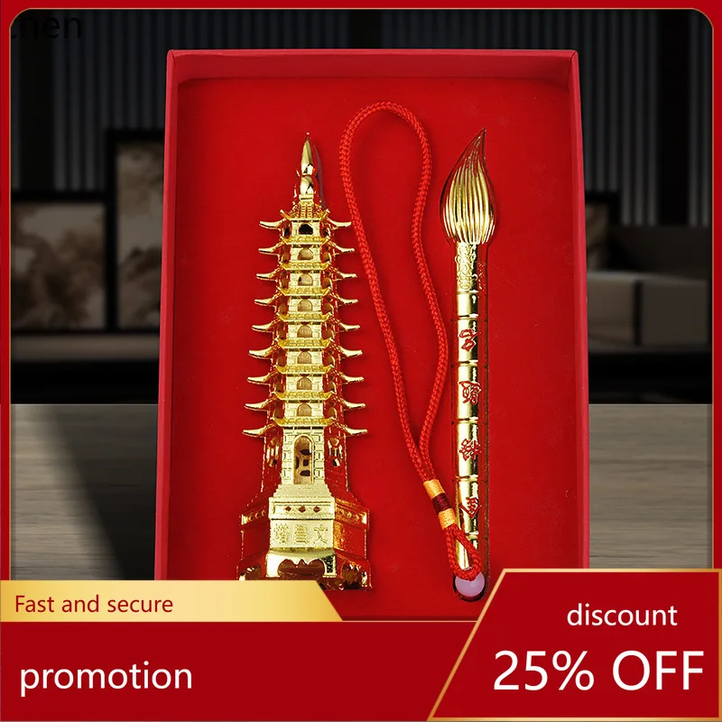 

Cz wenchang pagoda wenchang pen suit gold list title number one scholar one year old lottery craft ornament
