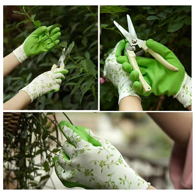 3 Pairs Garden Gloves One Size, Breathable Foam Latex Working Gloves For Gardening, Landscape, DIY 100% Pure Rubber