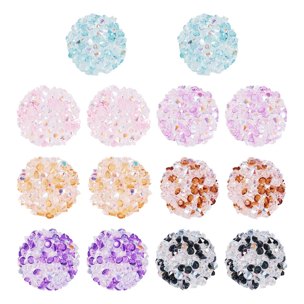 

14Pcs Crystal Rhinestone Acrylic Beads beads Diamonds Loose Spacer Beads DIY Jewelry Bracelet Necklace Handcraft Accessories