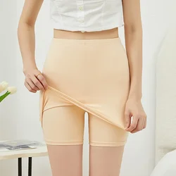 Pantaloni corti di sicurezza da donna Leggings a doppio strato pantaloncini antiscivolo sul cavallo anteriore sotto il vestito pantaloncini da ragazzo mutandine pantaloncini sotto le gonne vestito