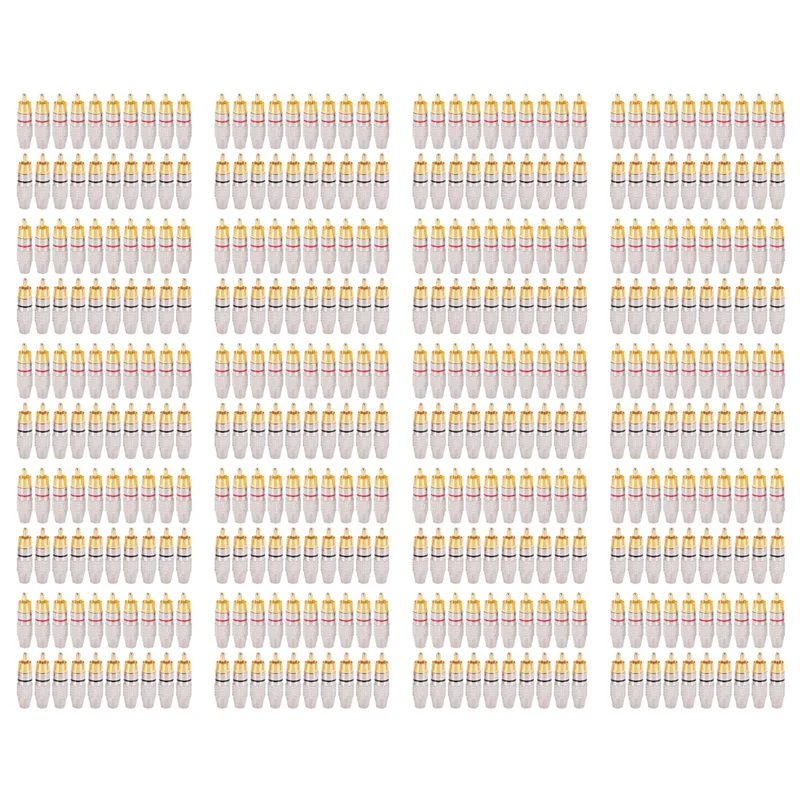 AM-400 Pcs RCA Plug Conector de cabo de travamento de áudio e vídeo banhado a ouro
