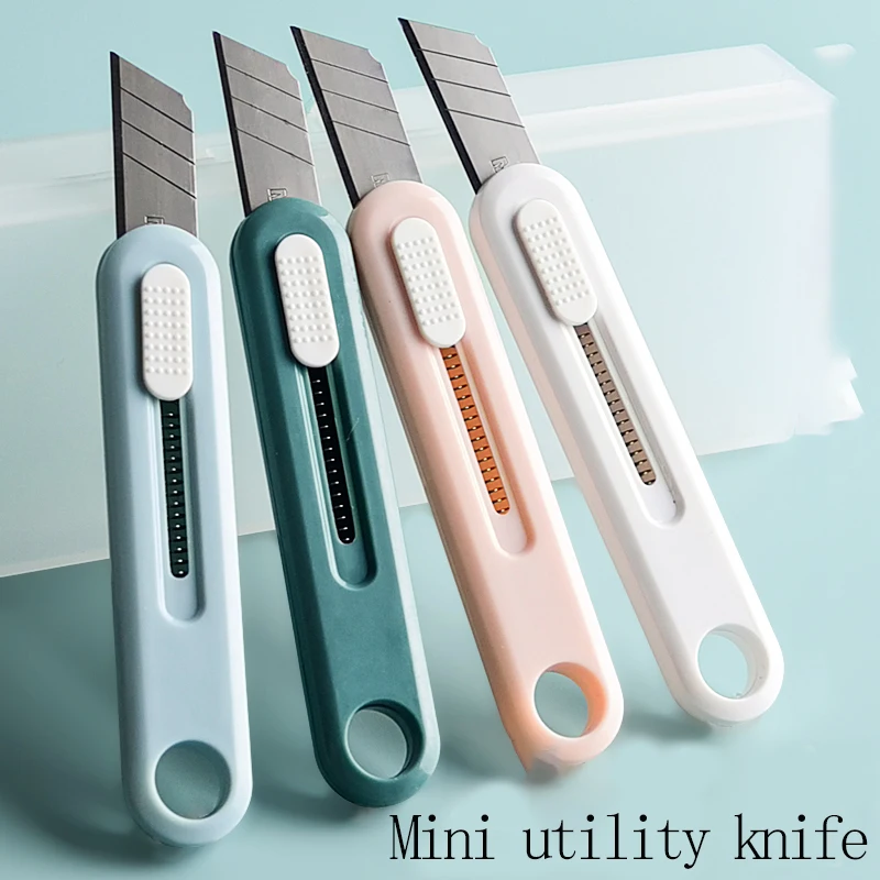 سكين M&G Craft، قاطع صندوق صغير أوتوماتيكي زنبركي خلفي، مع فتحة، مناسبة لفتح الطرود، مشغولات الأطفال، الاستخدام المكتبي