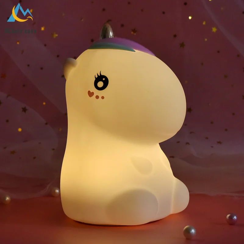 Touch Sensor Unicorn LED Night Lights USB Rechargeable Cartoon Night Lamp Silicone Children Kids Baby Gift Bedroom Bedside Lamp