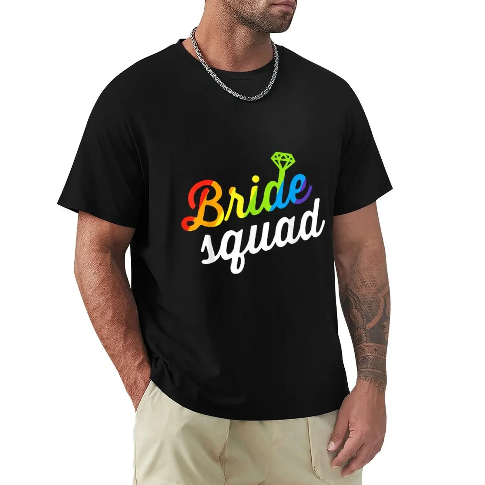 

Bride LGBT Rainbow Flag Lesbian Bachelorette Party T-Shirt summer top tees graphics men graphic t shirts