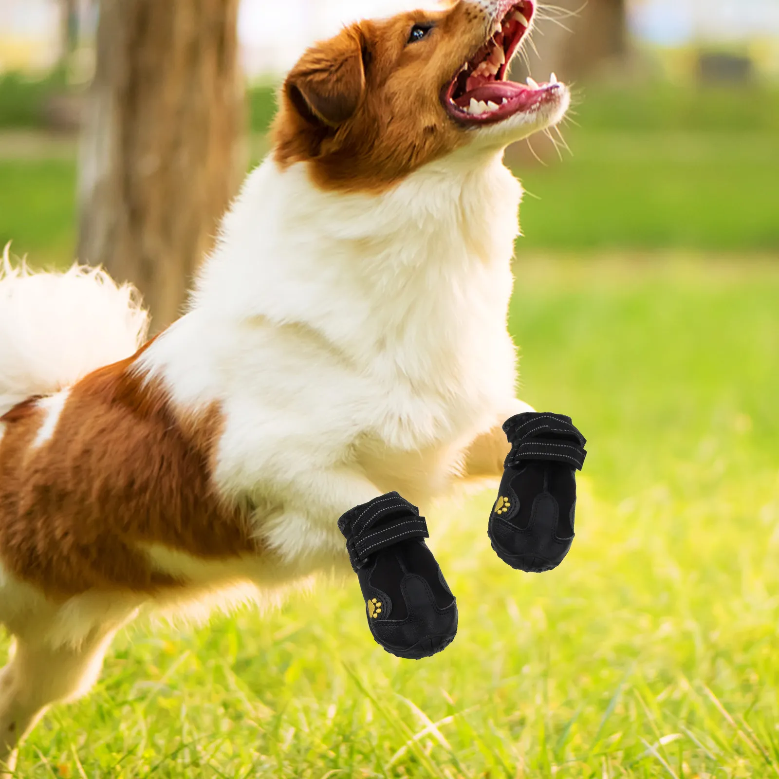 

Комплект из 4 водонепроницаемых зимних ботинок для собак: повседневные, нескользящие, теплые, черные, размер 4, для прогулок на улице