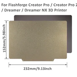 232x152mm Flashforge PEI Flexible Build Plate Smooth Textured PEI for Creator Pro/2,Creator Max/2,Dreamer,Inventor 3D Printer