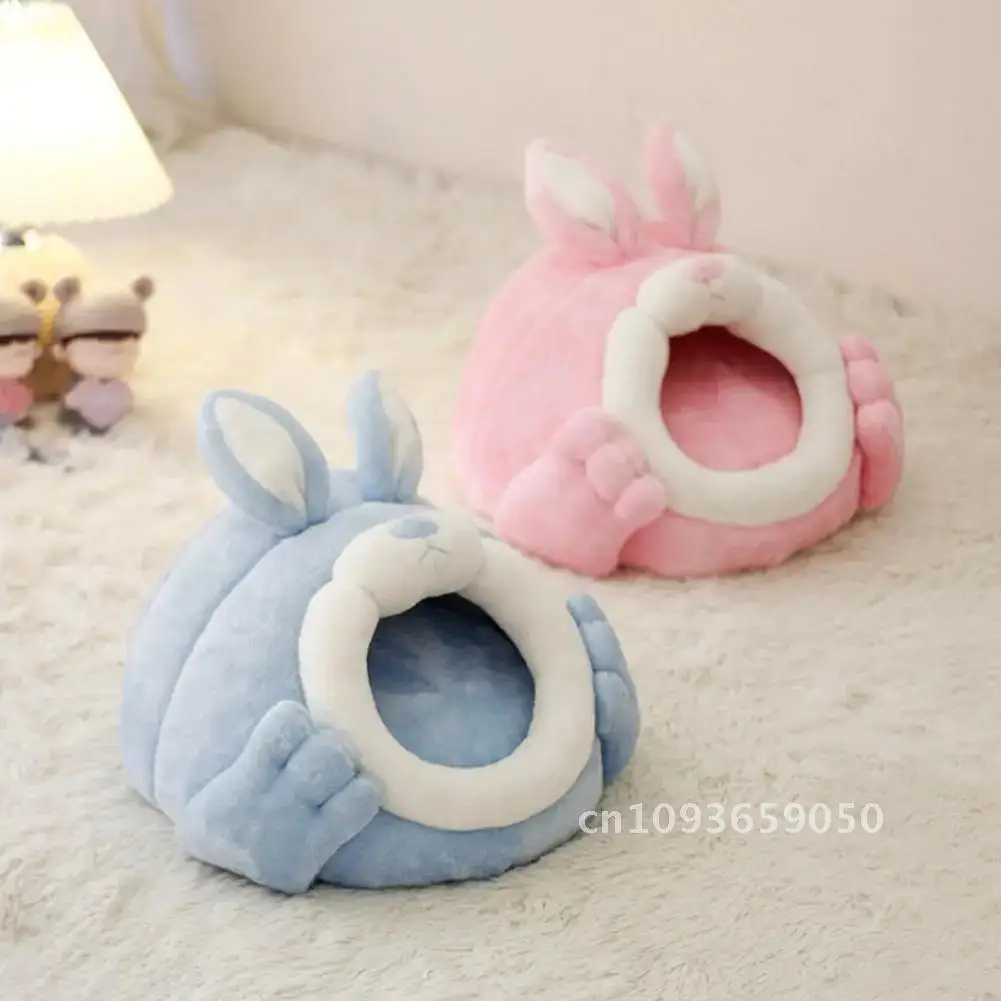 Hamster House Rabbit Shape Hamster Hideout Removable Cushion Hedgehog Bed Rat Pig Chinchilla Sleeping Guinea Cage Nest