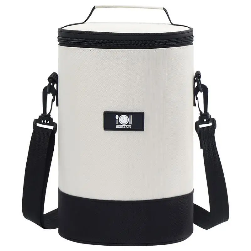 طالب علب الاغذية حمل حقيبة موضة جديدة تخزين مستديرة سميكة الألومنيوم احباط في الهواء الطلق معزول مكتب عامل وجبة أسطوانية الجلد المدبوغ #5