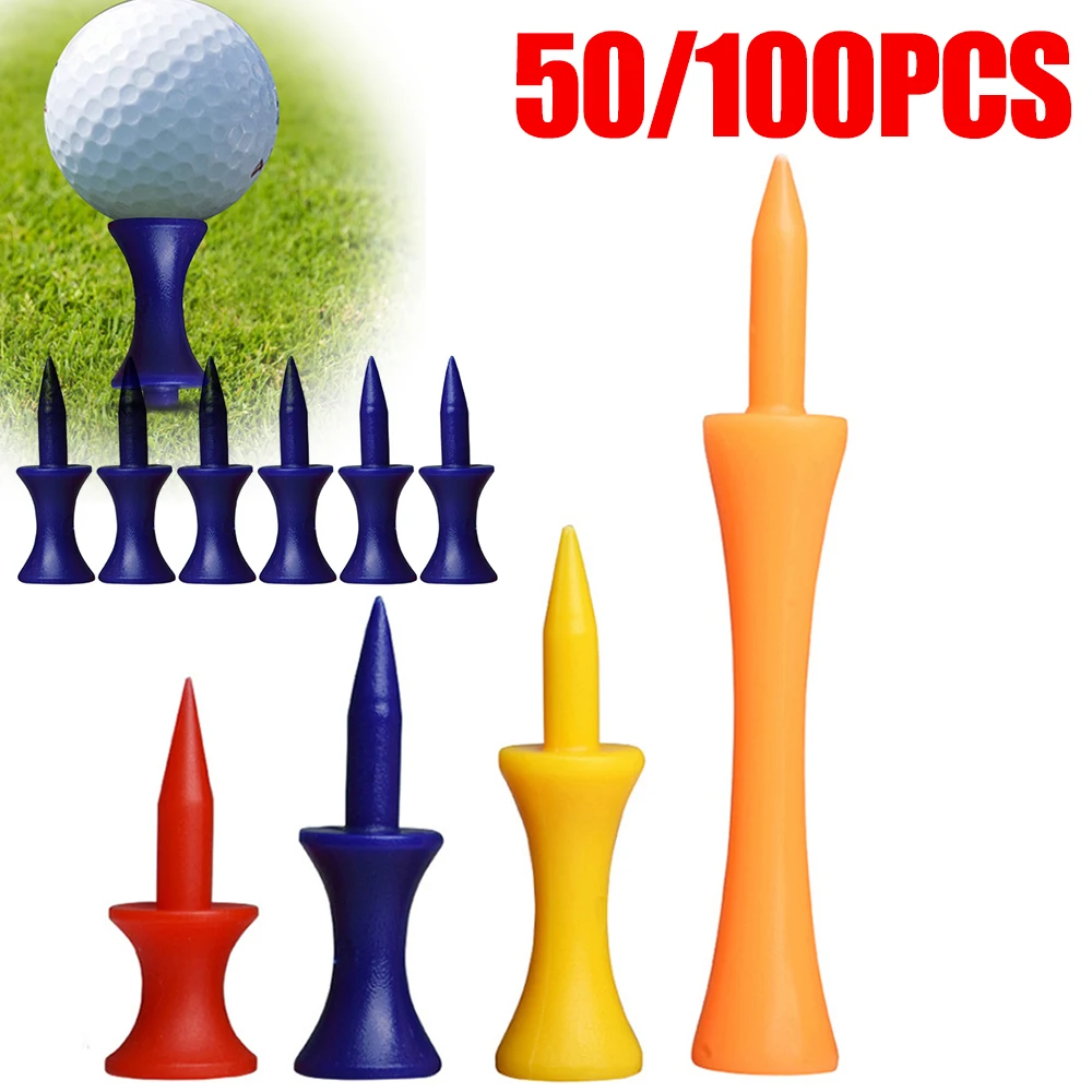 50/100pc Colorful Plastic Golf Tee Stable Plastic Castle Golf Tee HGolf Training Ball Tee Golf Ball Holder Tees Golf Accessories