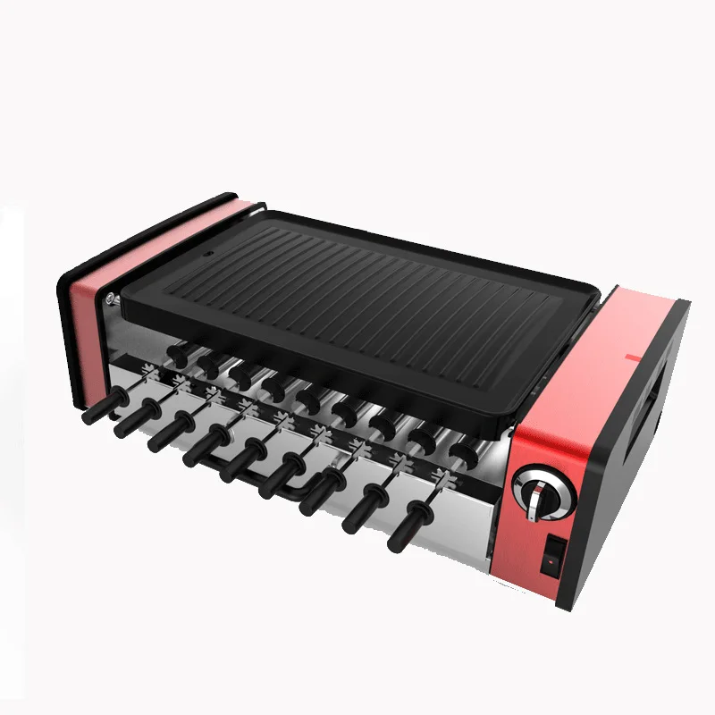 

Electric grill household double-layer skewer, automatic rotation