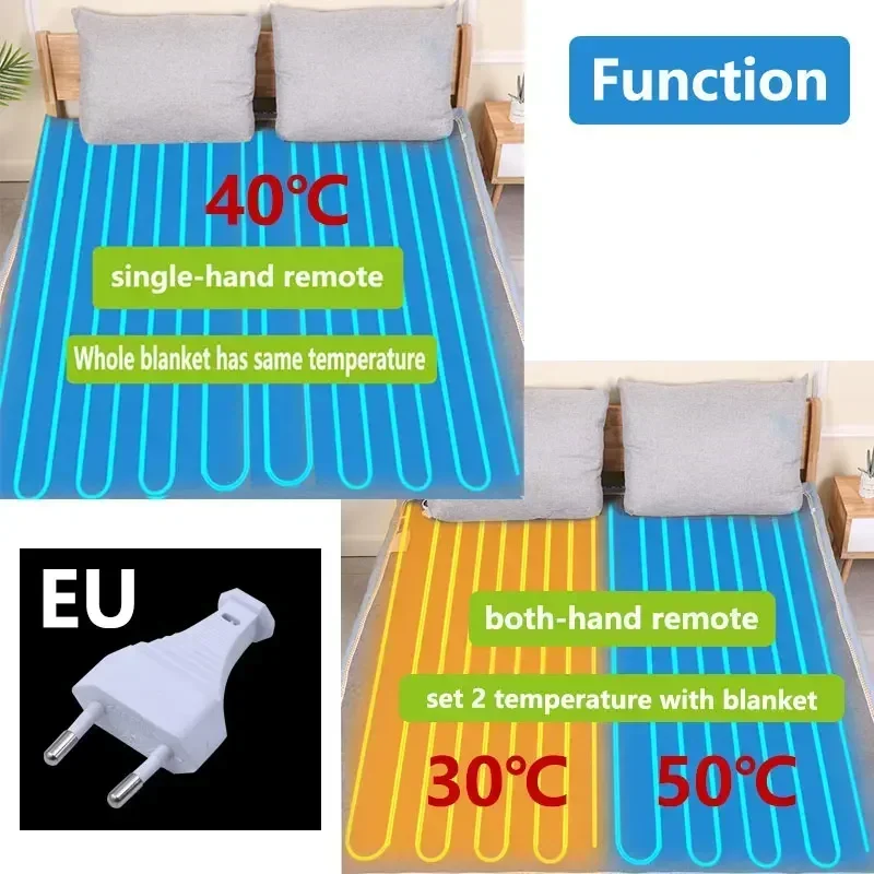 Electric 2 Double Thermal Remote Level Persons Heating Temperature Blanket Flannel 9 Smart Bed Blankets