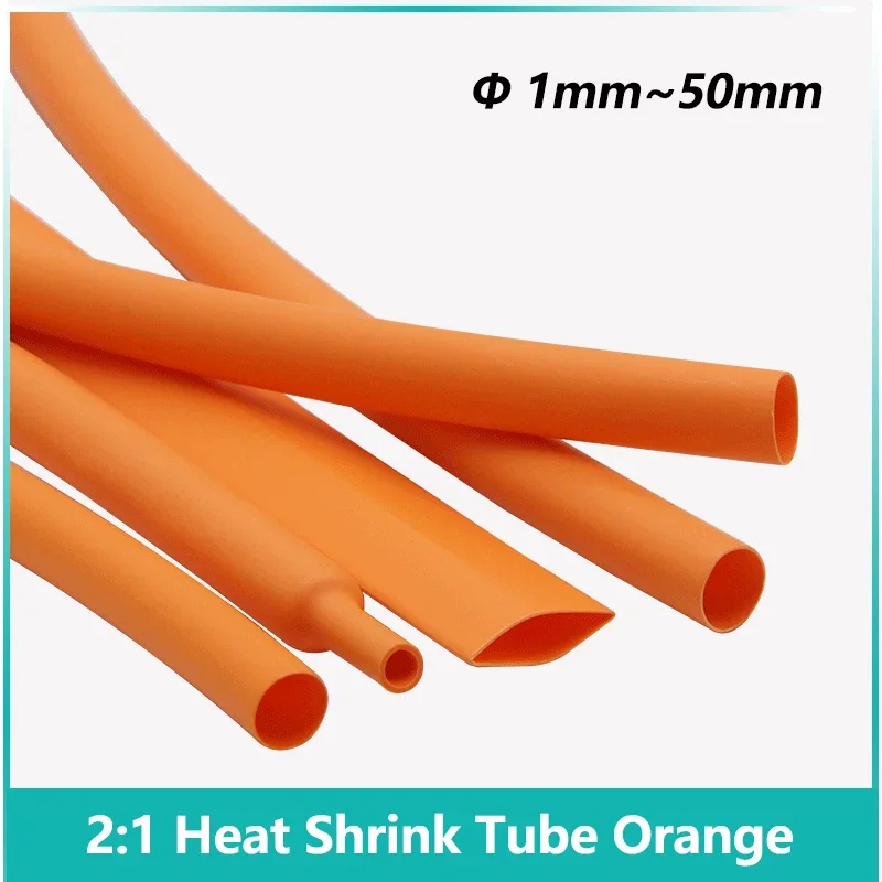 

1~30M Orange 2:1 Heat-shrink Tubing Diameter 1 ~ 50mm Heat Shrink Tube Wire Repair Protector Cable Connector Insulation Sleeving