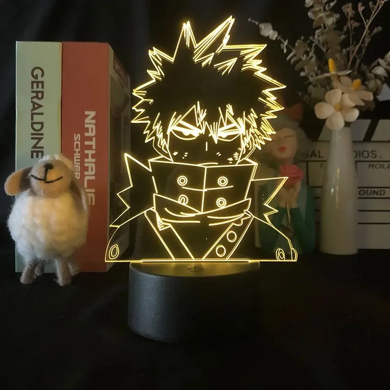 3D Lamp Night Light Katsuki Bakugo 7/16 Color Changing Desk Lamp Indoor Bedside Led Table Lamp Mood Lamps for Kids Friends Gifts