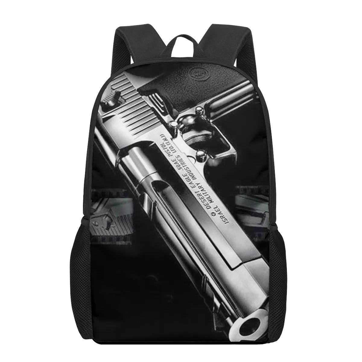 AK47 mochila escolar con estampado de balas de pistola para niños, niñas y adolescentes, bolsa de libros, bolsos de hombro informales, mochila de viaje de 16 pulgadas