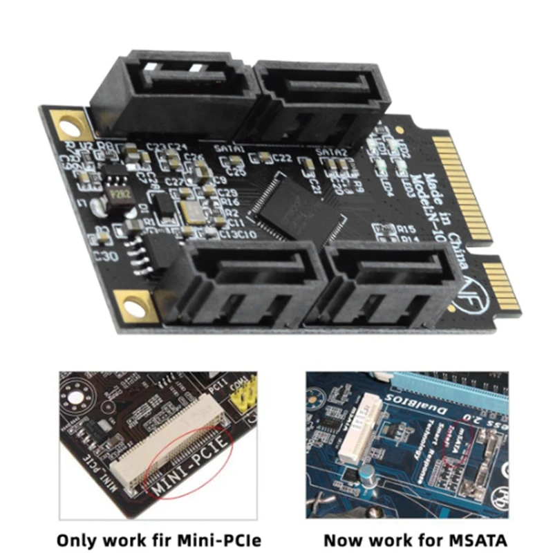 High-Speed SATA 3.0 Adapter Efficient Data Management: Mini Pcie To 4 Ports SATA 3.0 Adapter - Fast And Reliable