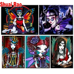 5D Diamond Painting Big Eyes Girl Diy Embroidery Cartoon Halloween Fairy Mosaic Art Rhinestone Sticker Manual Cross Stitch Kits