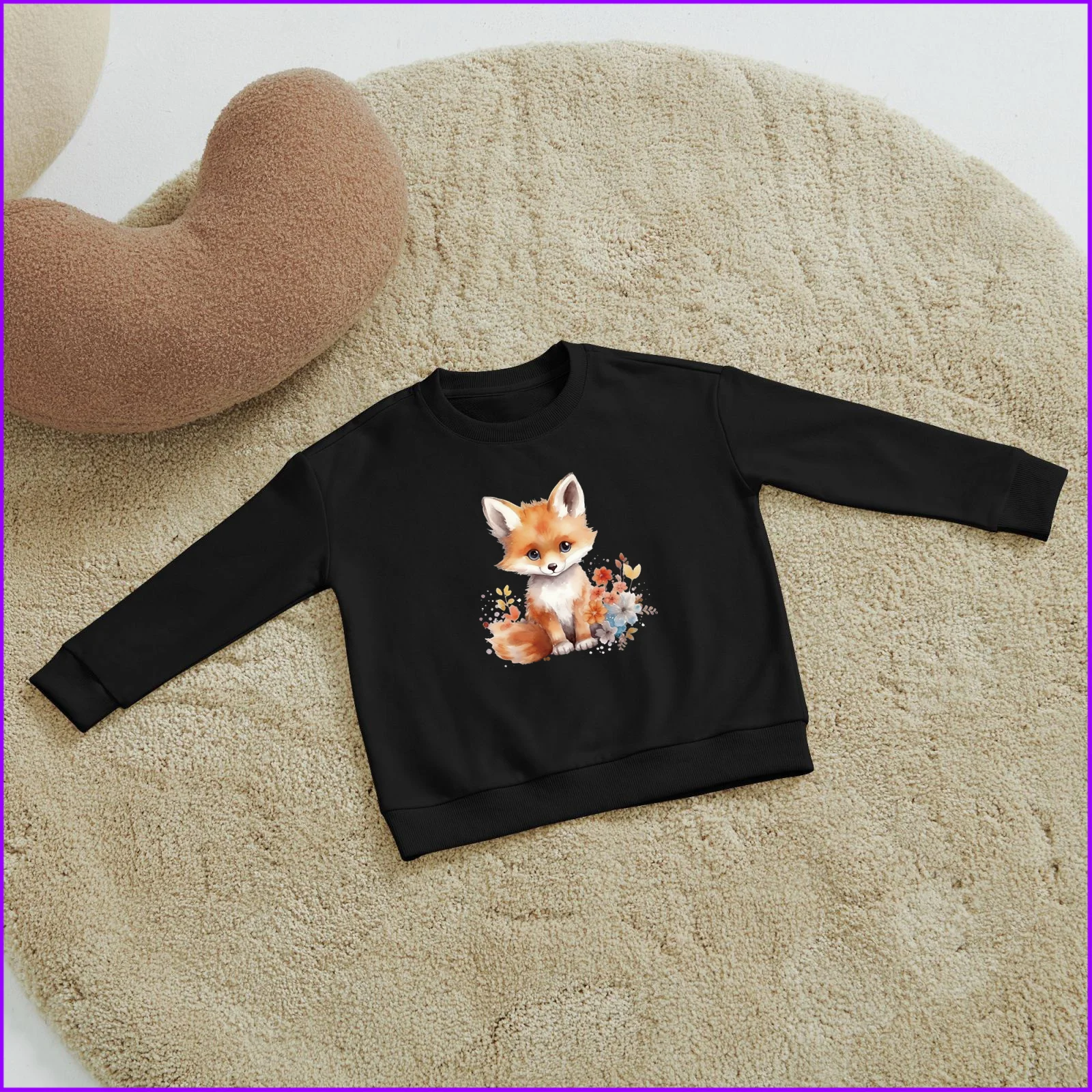 Fox Sitting On The Ground Flower Sja360 Kids Boys Girls Hoodies Sweatshirts Winter Teenagers Tweens 2024 Toddler Tees Designer L