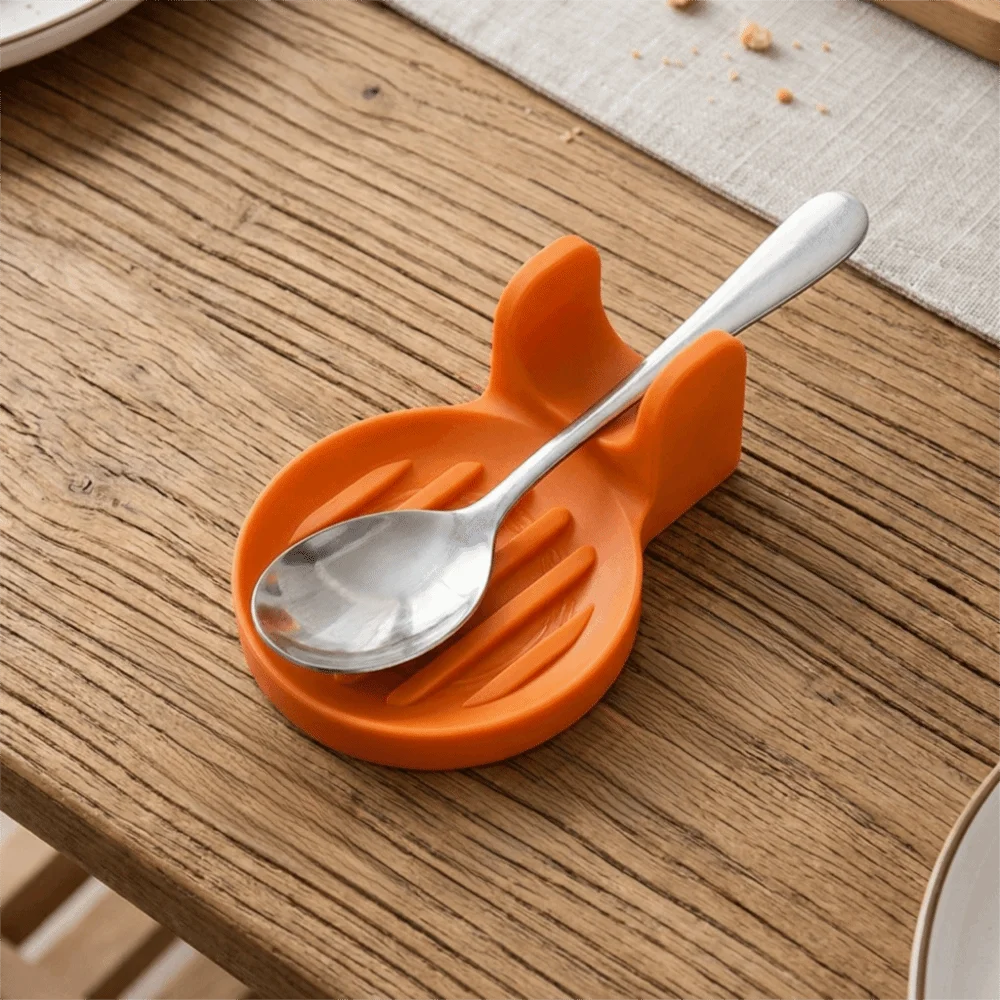 Simple 3D Printed Spoon Holder Non Slip Orange Ladle Storage Rack Anti-drip Stain-proof Spoon Rest Cutlery