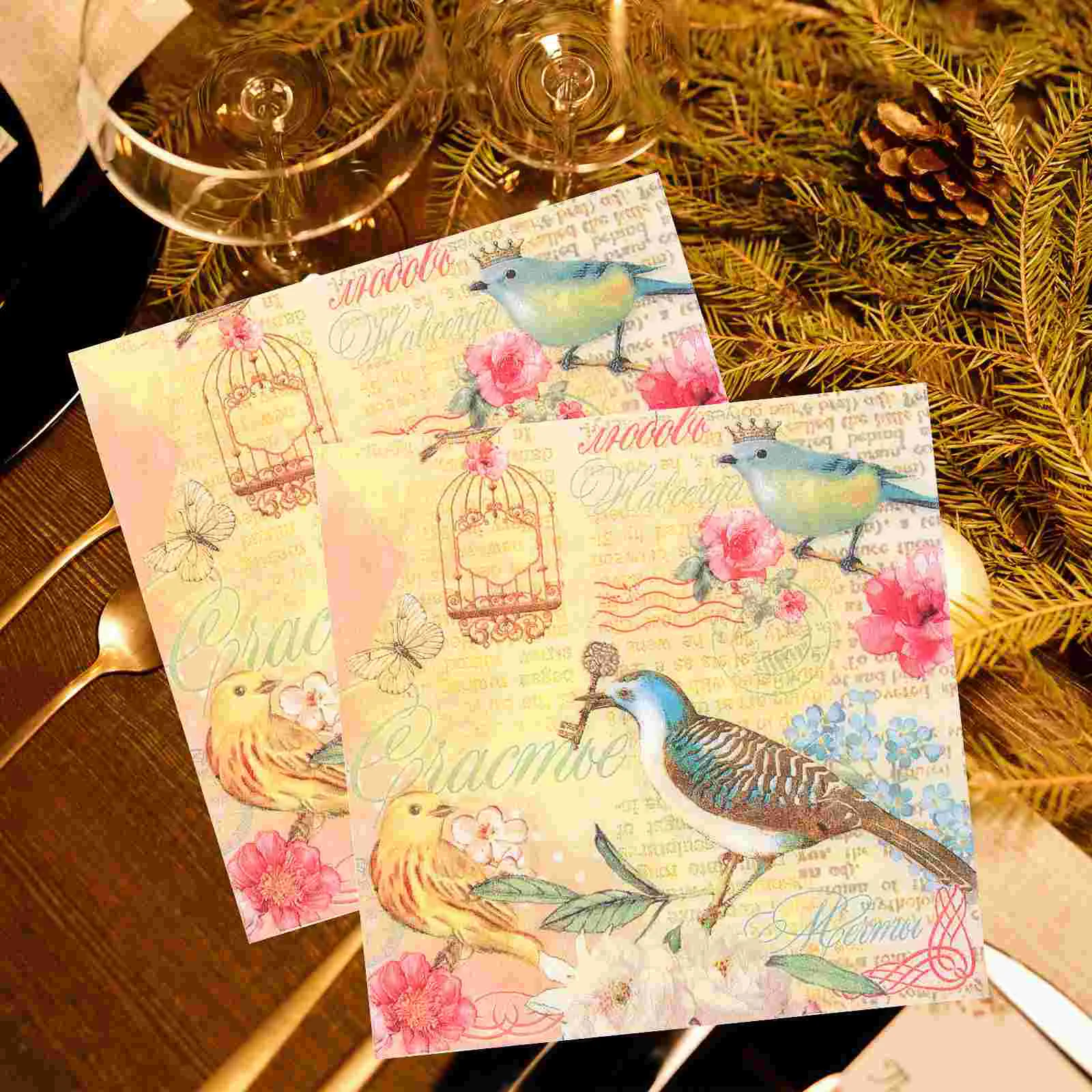 40 Sheets Tissue Premium Party Napkin Decorative Safe Cocktail Napkins Natural Creative Paper for 100% Pure Wood Pulp Baby