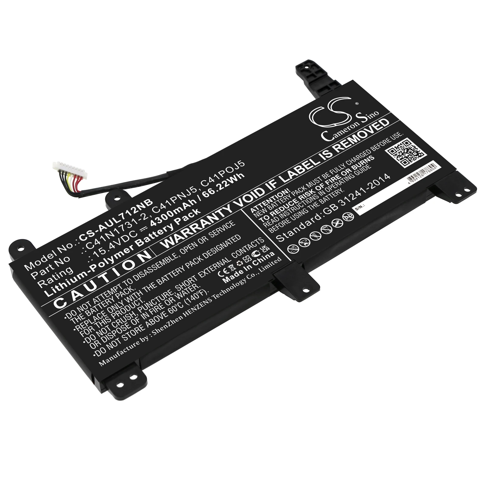 Li-Polymer Notebook, Laptop Battery for Asus,15.4v,4300mAh ,G731GW, ROG SCAR II GL504GV-ES015T, Rog scar II Gl764gw, ROG SCAR2