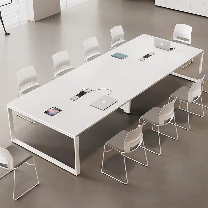 Office Meeting Table And Chair Combination Simple Modern Small Meeting Room Long Table Training Negotiation Table White Workbenc
