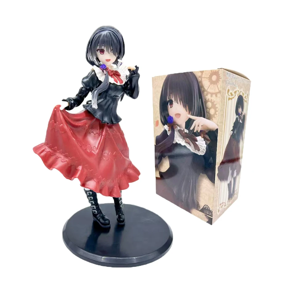 

New Gift A LIVE Tokisaki Kurumi Anime Figure Cute Girl Model Toy PVC Black Dress Dress Up Standing Model Car Model Ornaments Toy