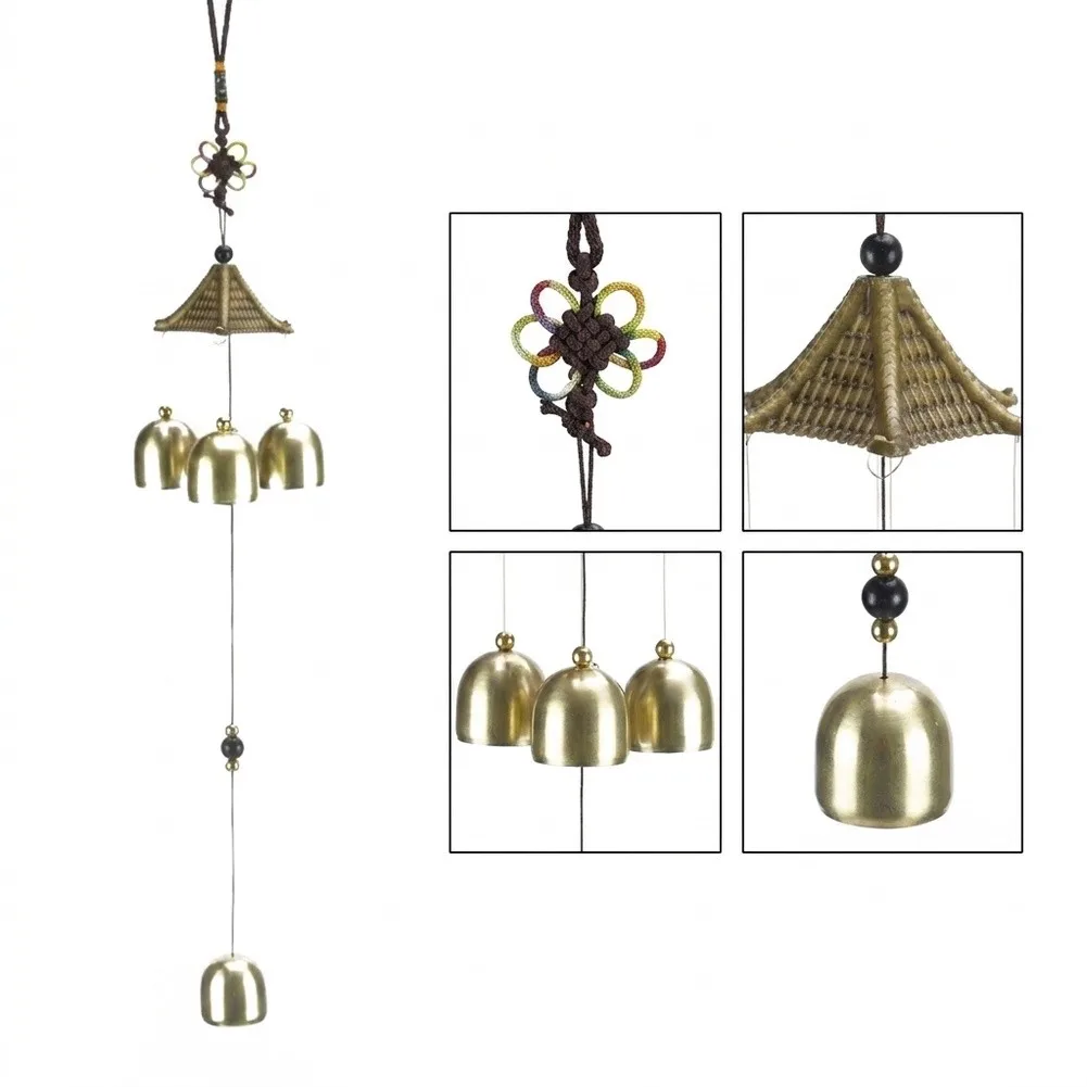 3 Bells Wind Chime Accessories Alloy+Plastic Bagua Decor Feng Shui Garden Home Outdoor Replacement Spare Parts