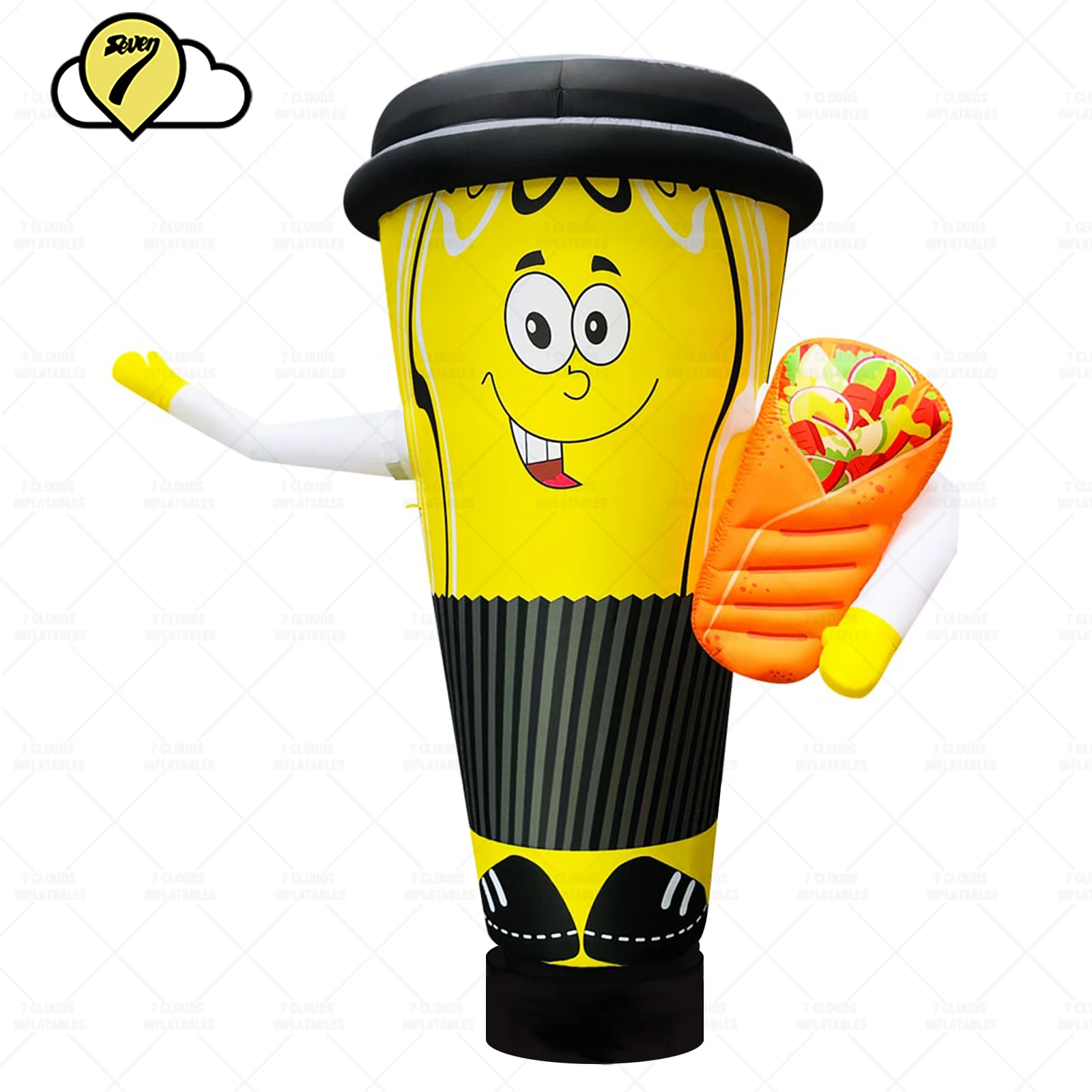 Free Shipping new design Custom 2.5m inflatable coffee bottle coffee store waving air dancer with blower LED Decor balloons toys